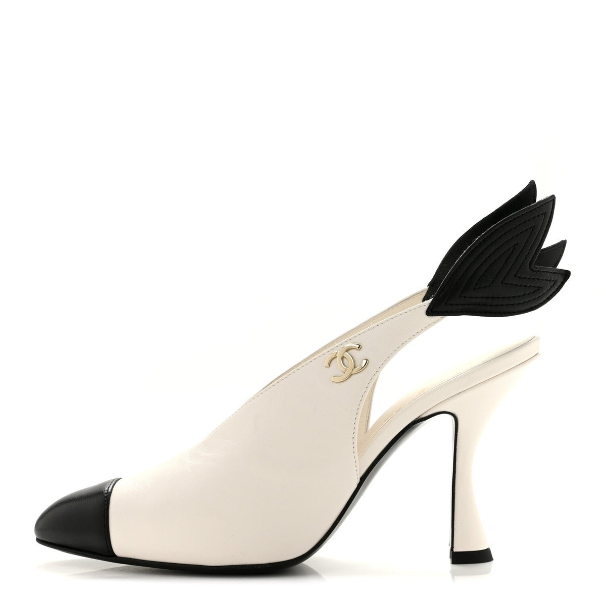 Lambskin Slingback Pumps 36.5 White Black