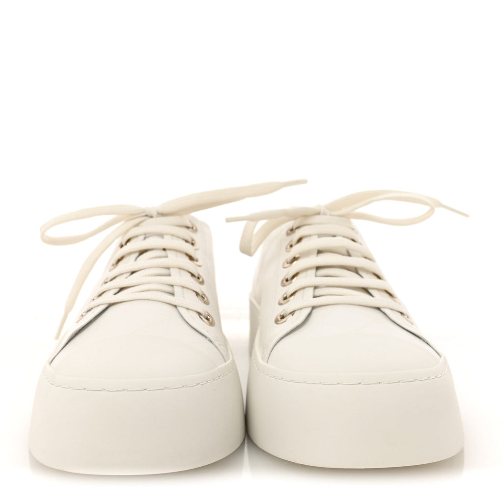 Lambskin Printed Logo Sneakers 40.5 White