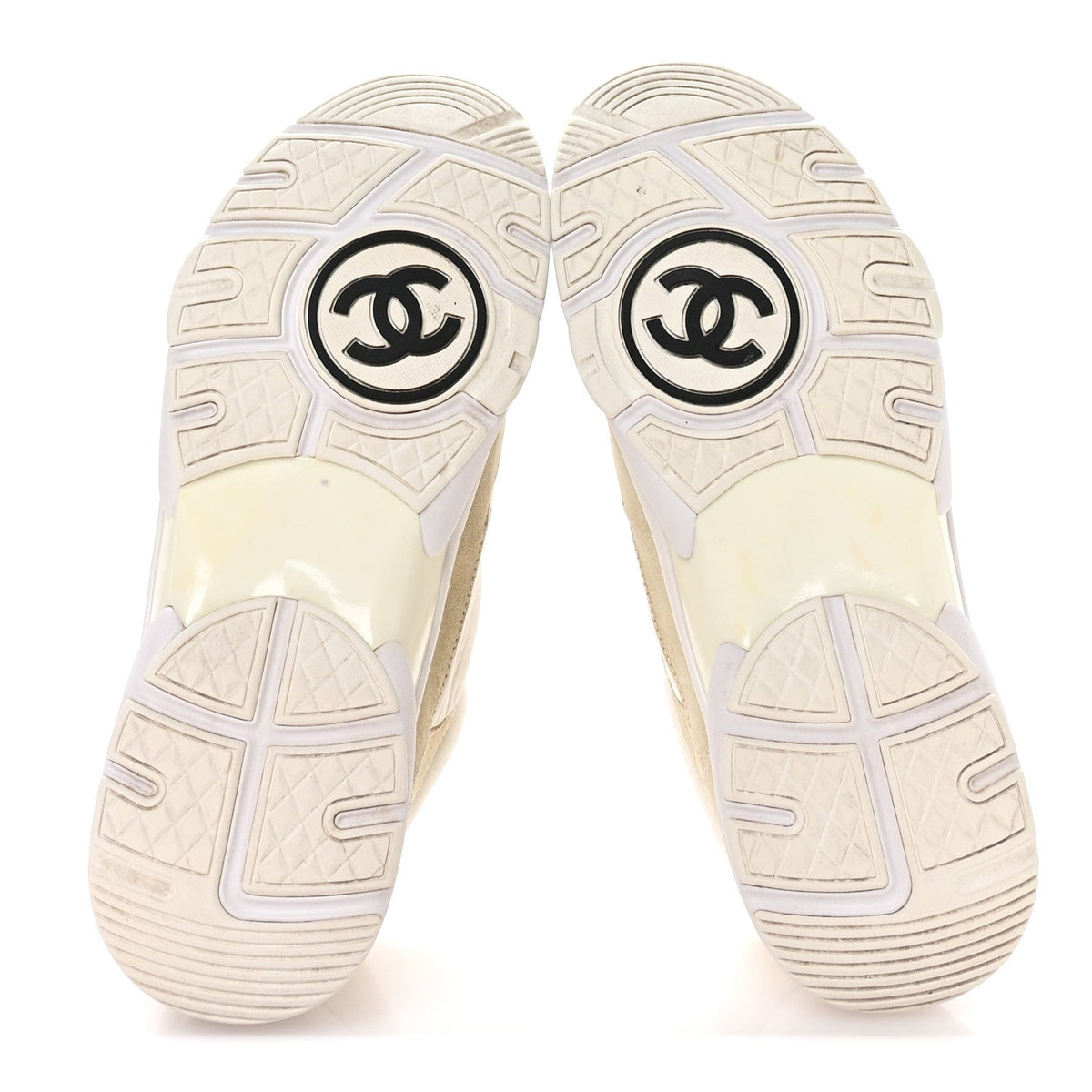 Suede Calfskin Fabric CC Sneakers 37.5 White