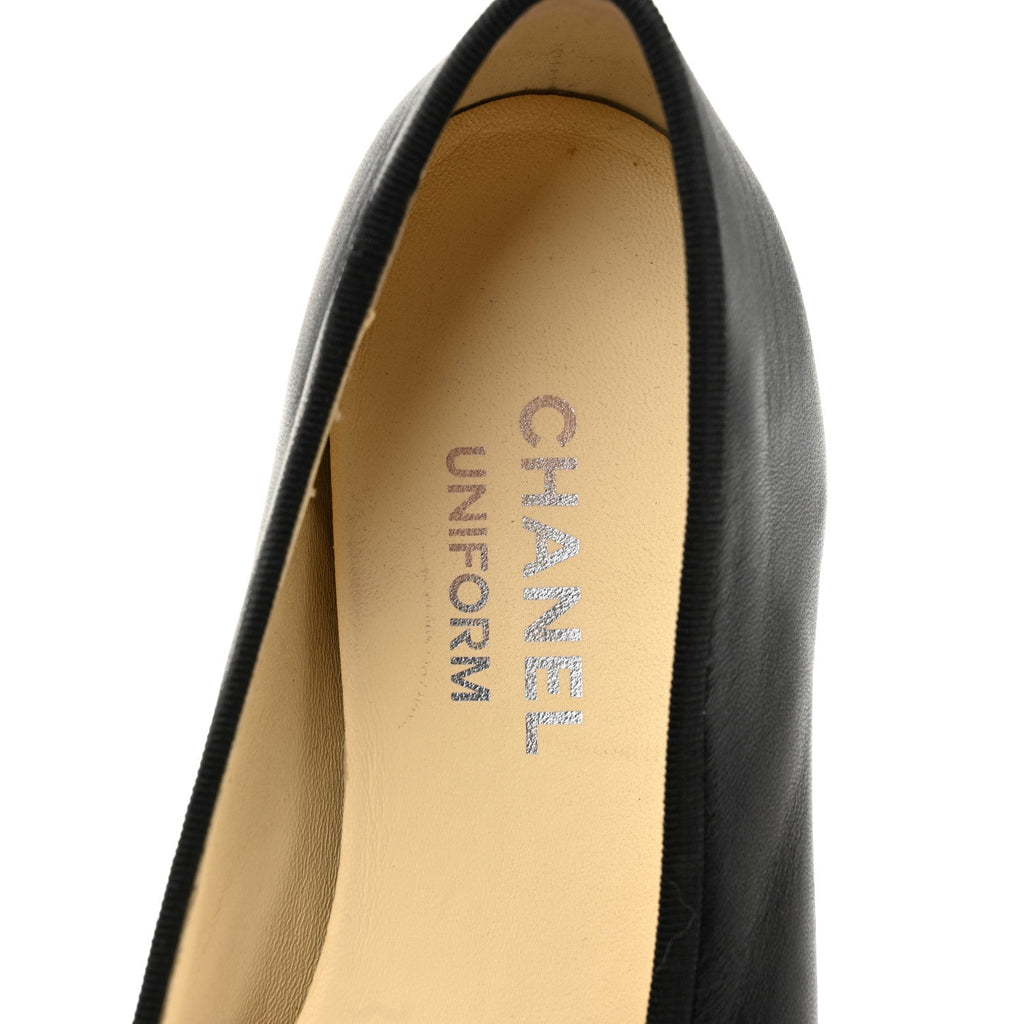 Lambskin Cap Toe CC Uniform Ballerina Flats 39 Black