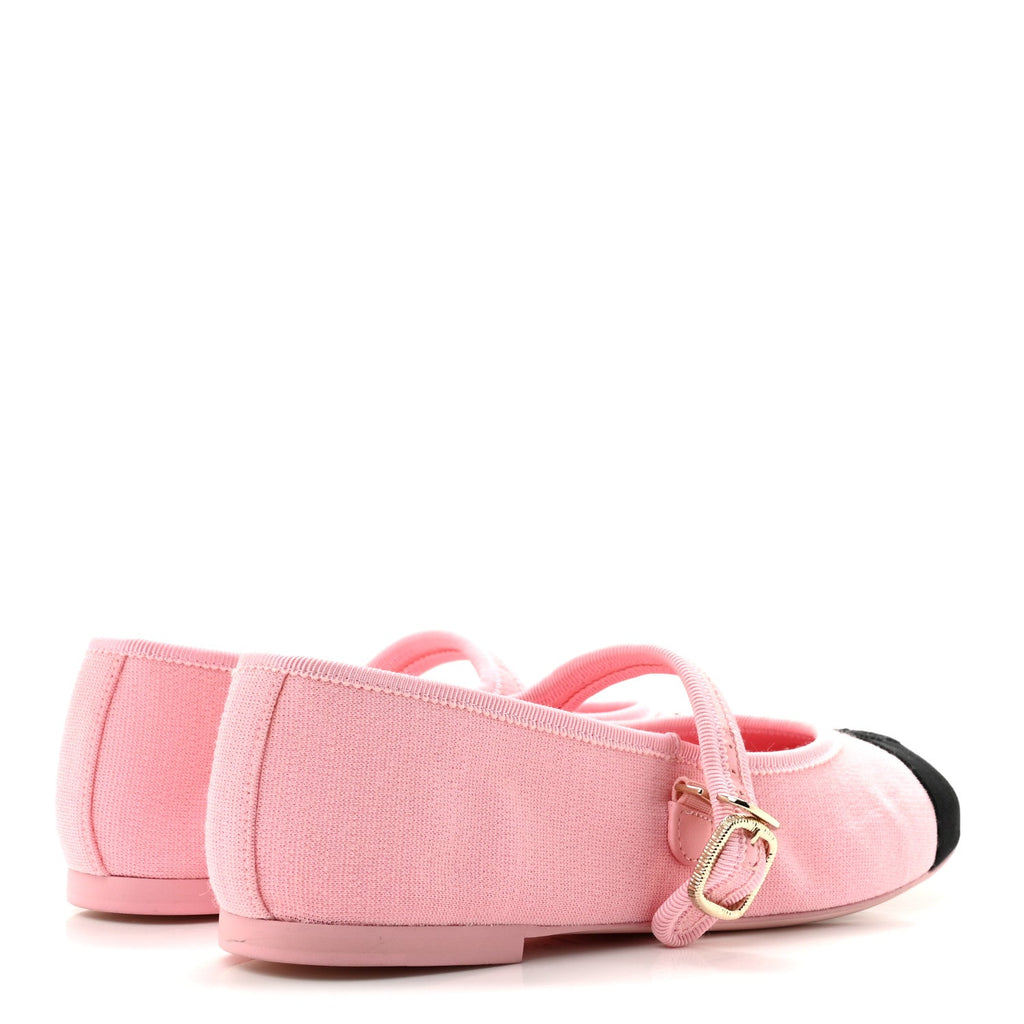 Fabric Grosgrain Mary Jane Flats 38 Light Pink Black