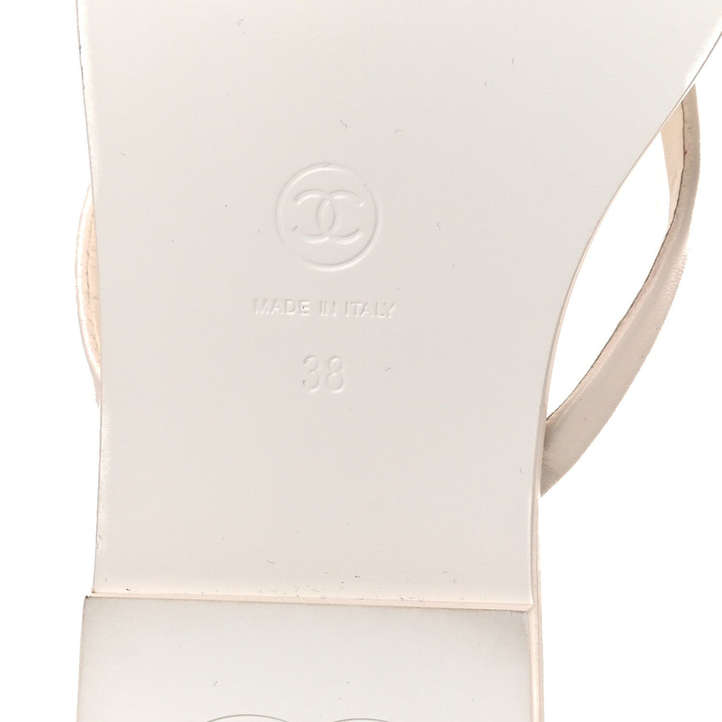 Goatskin CC Times Square Thong Sandals 38 Beige