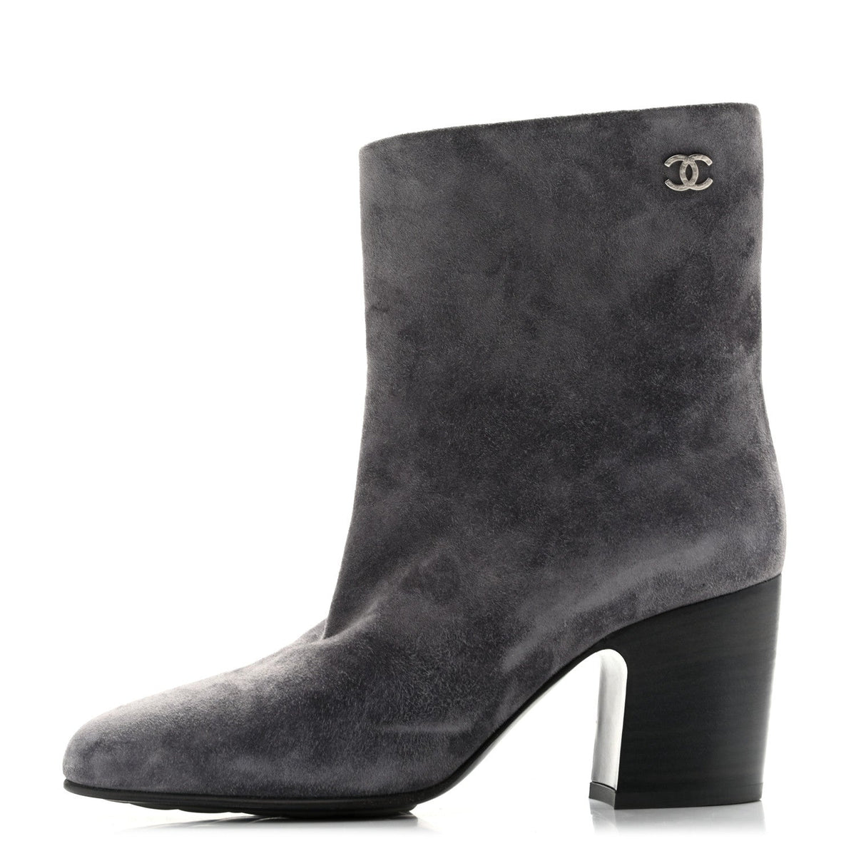 Suede Calfskin CC Short Boots 37.5 Grey