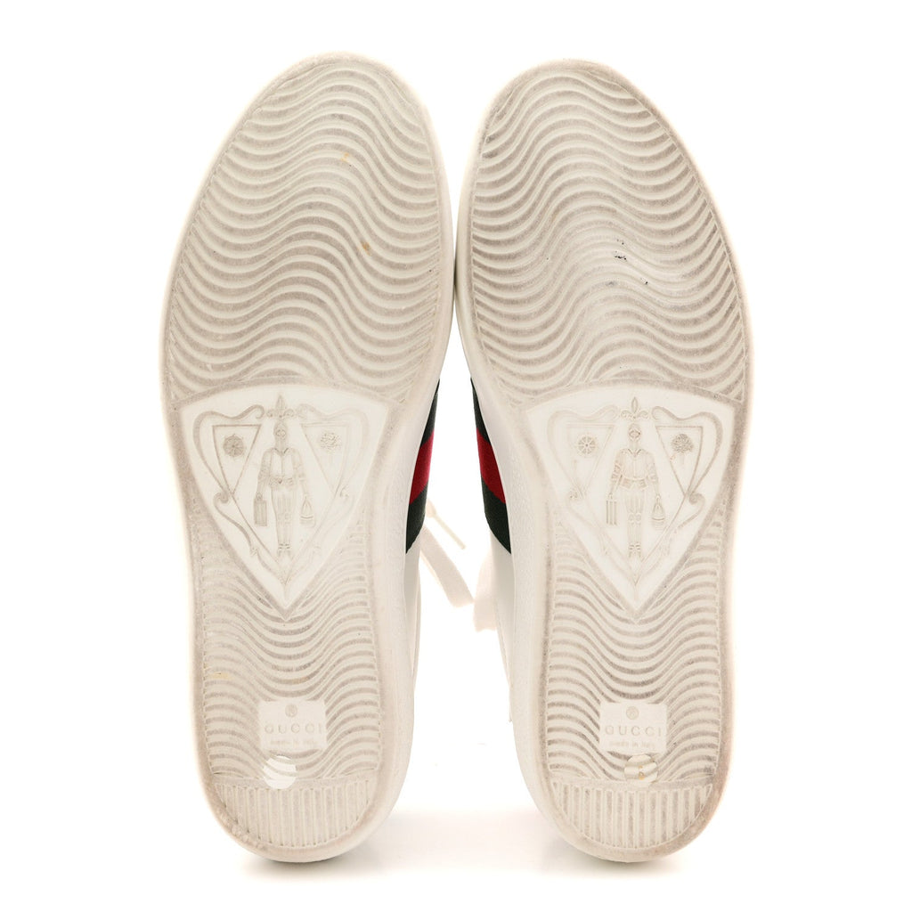 Calfskin Crocodile Web Mens Ace Sneakers 8 White Green