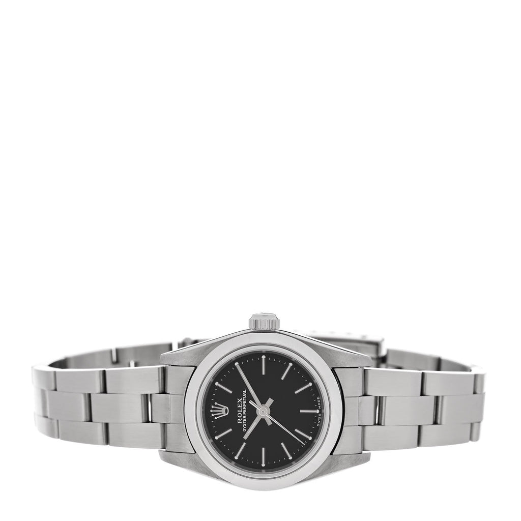 Stainless Steel 24mm Oyster Perpetual Watch Black 76080