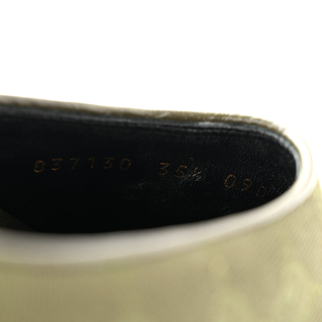 New Canvas Monogram GG Granada Kid Womens Horsebit Mules 35.5 Green
