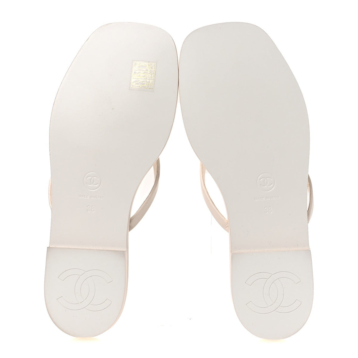 Goatskin CC Times Square Thong Sandals 38 Beige