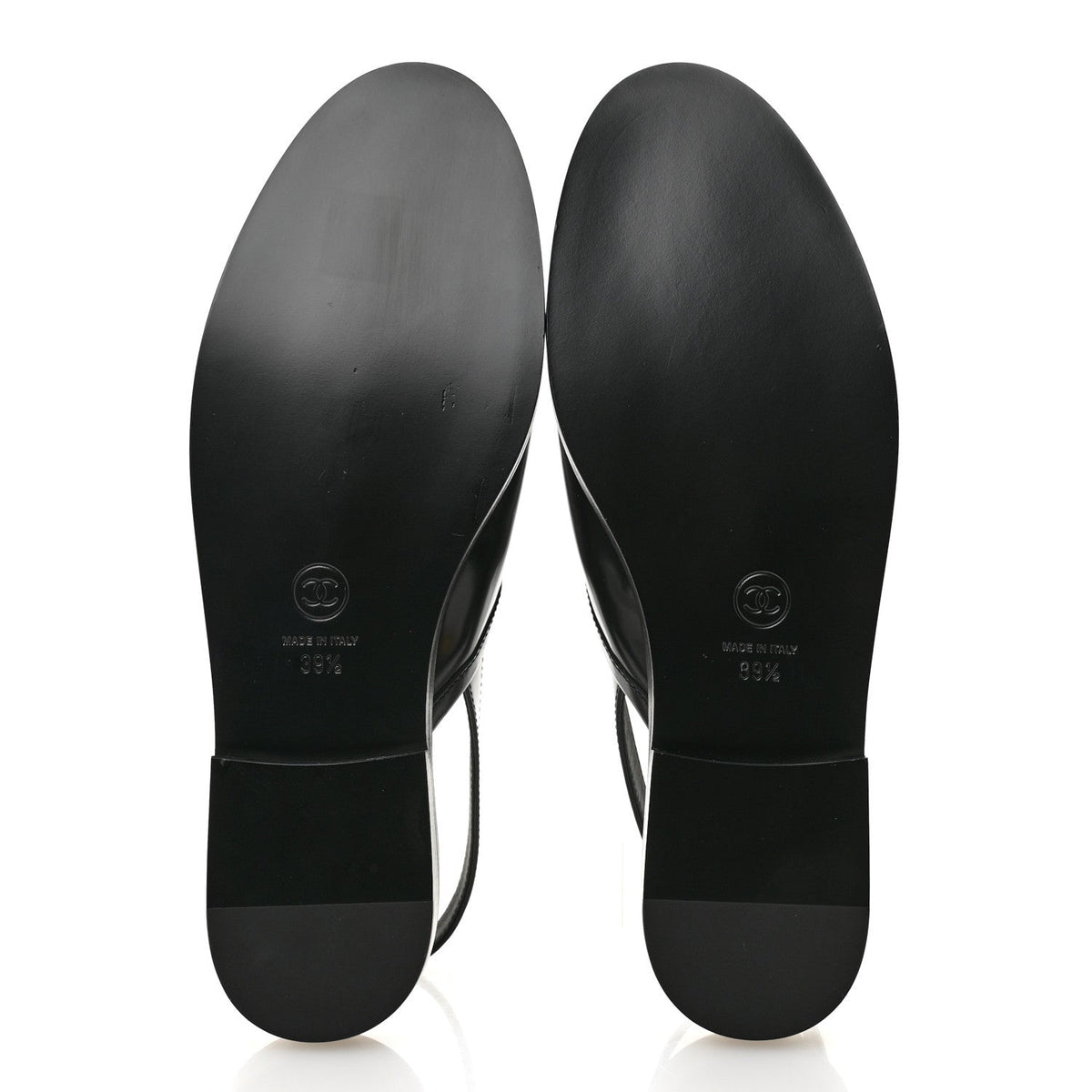 Shiny Calfskin Slingback Loafers 39.5  Black