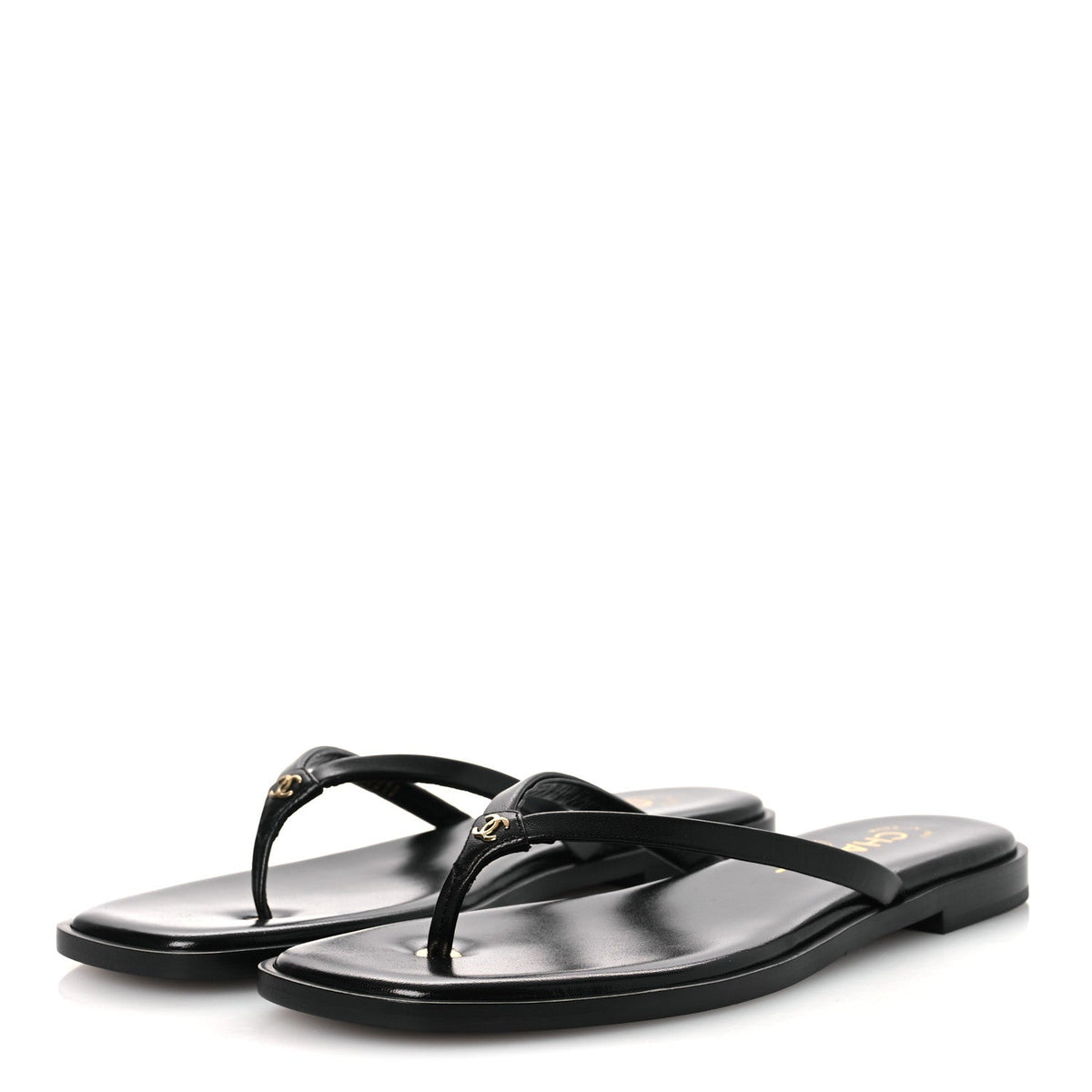 Goatskin CC Times Square Thong Sandals 38 Black