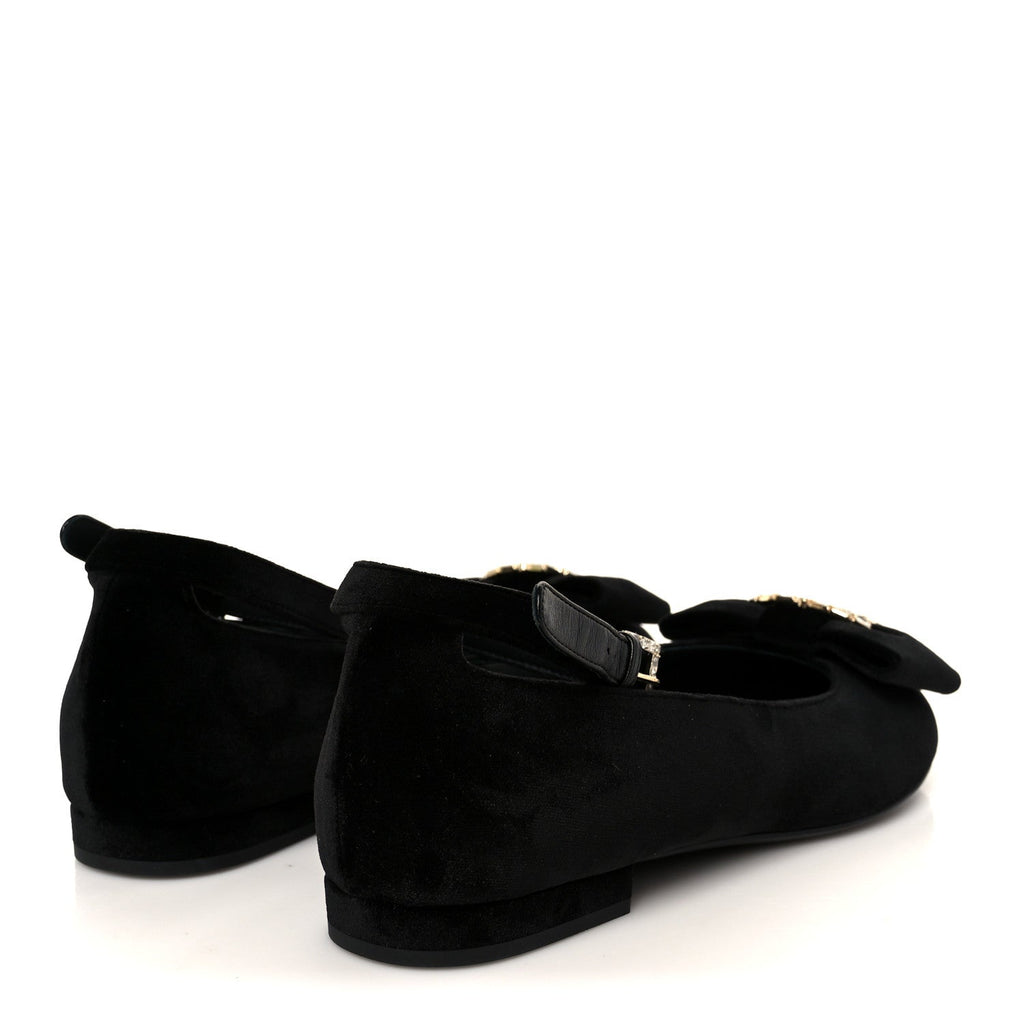 Velvet Strass CC Bow Mary Jane Flats 38.5 Black