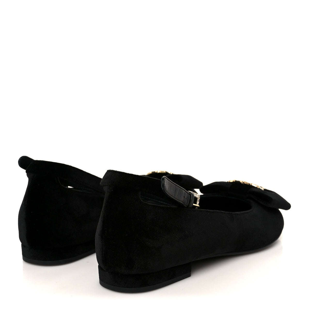 Velvet Strass CC Bow Mary Jane Flats 38.5 Black