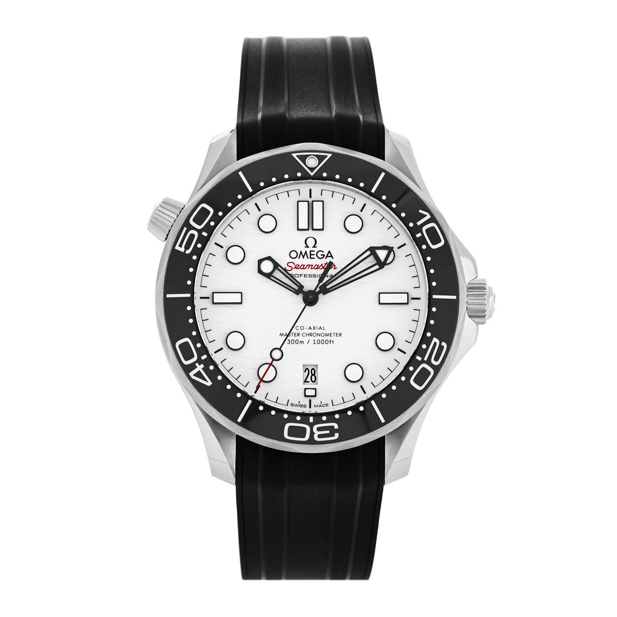 Stainless Steel Rubber 42mm Seamaster Diver 300M Co-Axial Master Chronometer Automatic Watch White 210.32.42.20.04.001