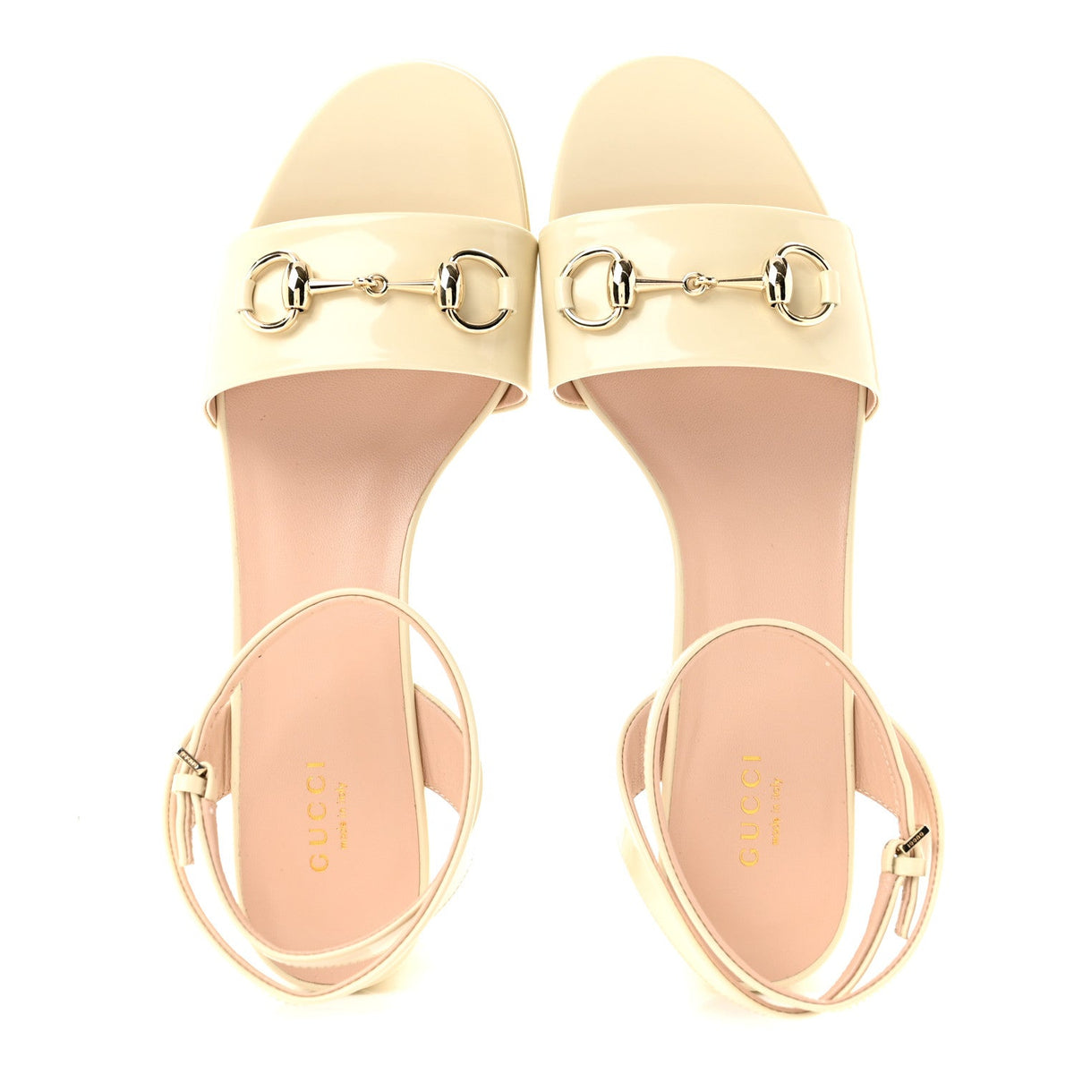 Superlight Calfskin Horsebit Platform Sandals  39.5 New Ivory