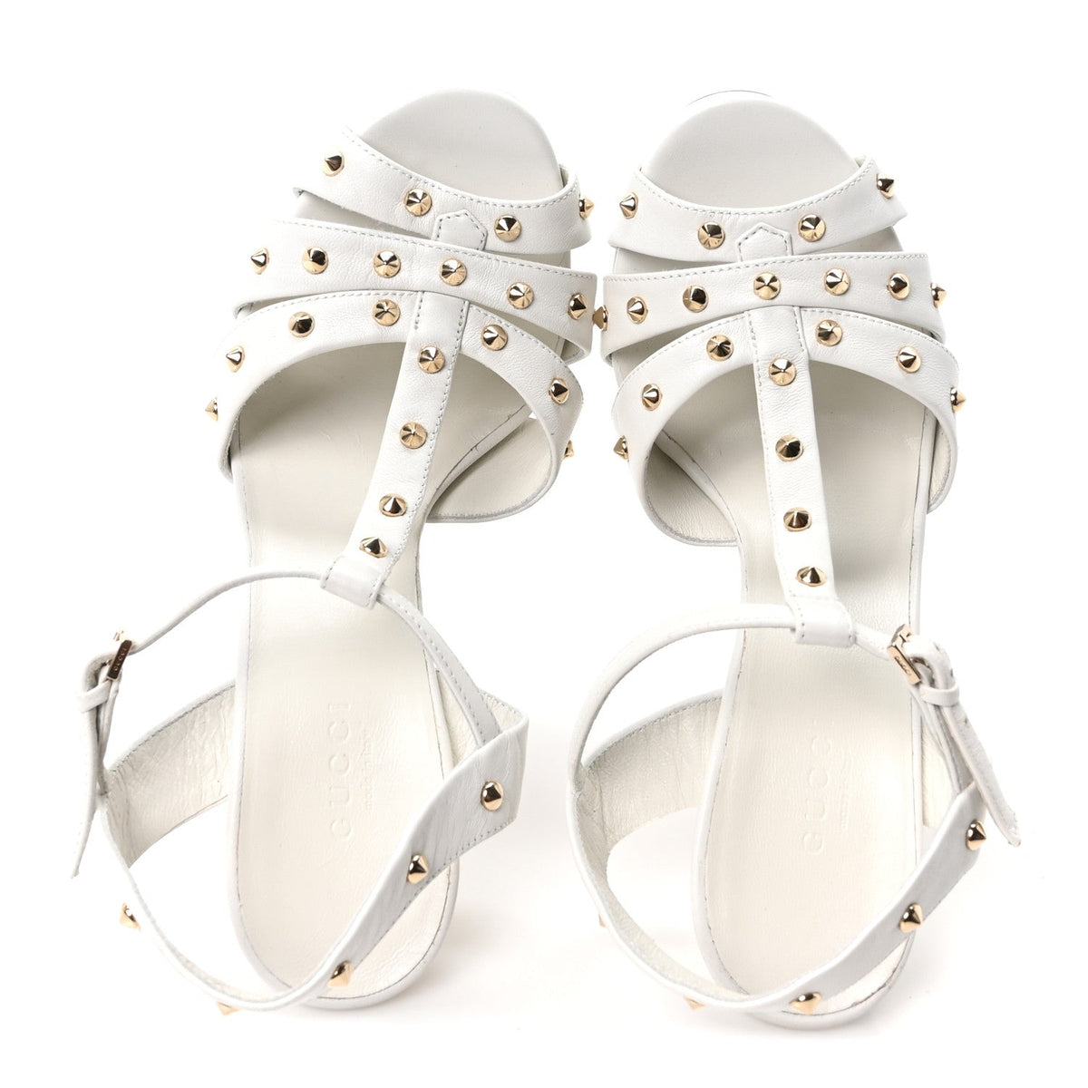 Calfskin Studded Sandals 37 White