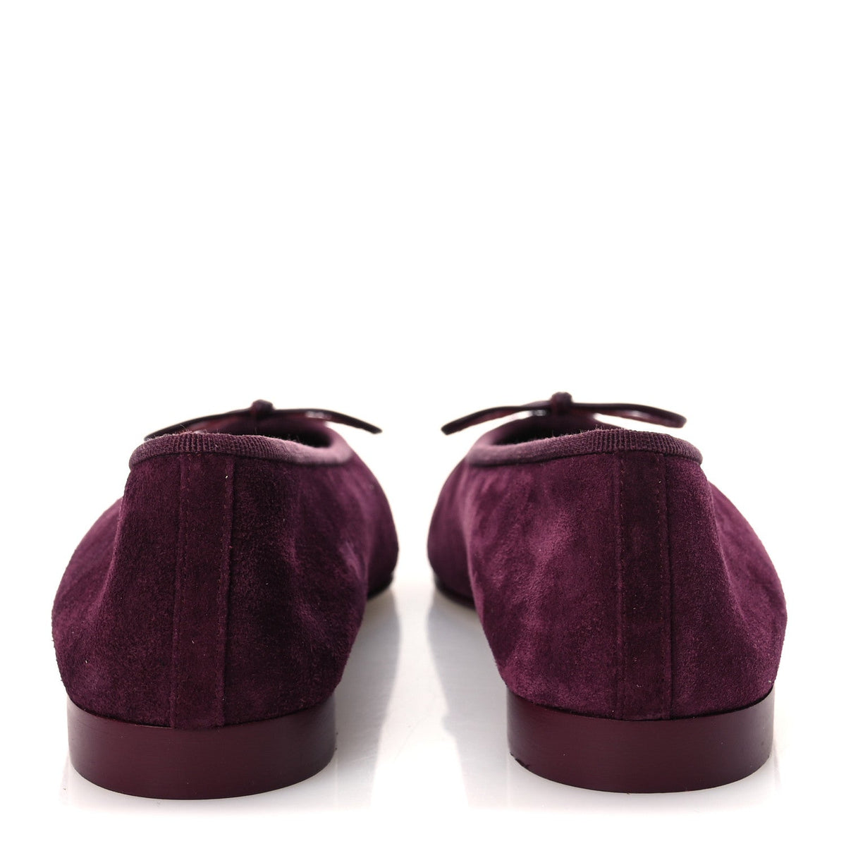 Suede Calfskin Patent Cap Toe CC Ballerina Flats 36 Burgundy