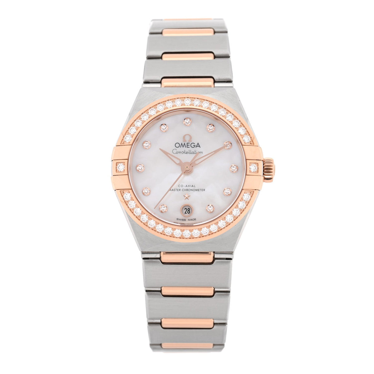 Stainless Steel 18K Sedna Gold Diamond Bezel 29mm Constellation Automatic Watch 131.25.29.20.55.001