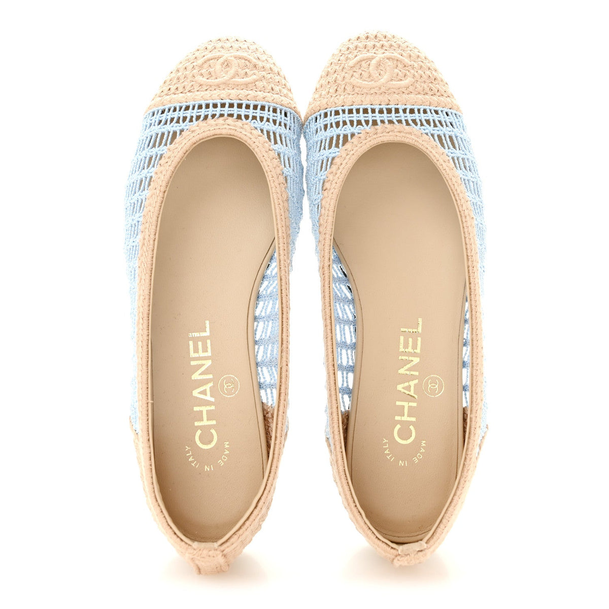 Raffia CC Cap Toe Ballerina Flats 35 Blue Beige
