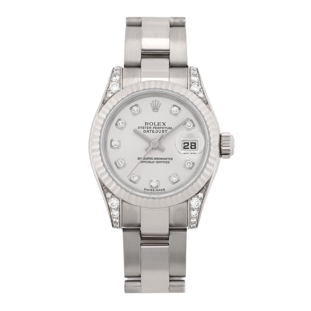 18K White Gold Diamond 26mm Oyster Perpetual Lady Datejust Watch Silver 179239