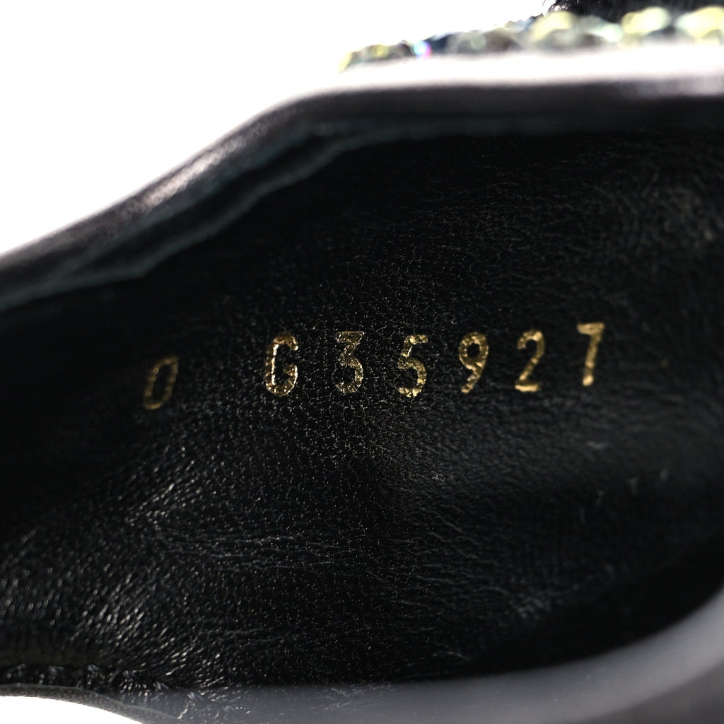 Grained Calfskin Crystal Velcro Dad Sandals 36.5 Black Multicolor