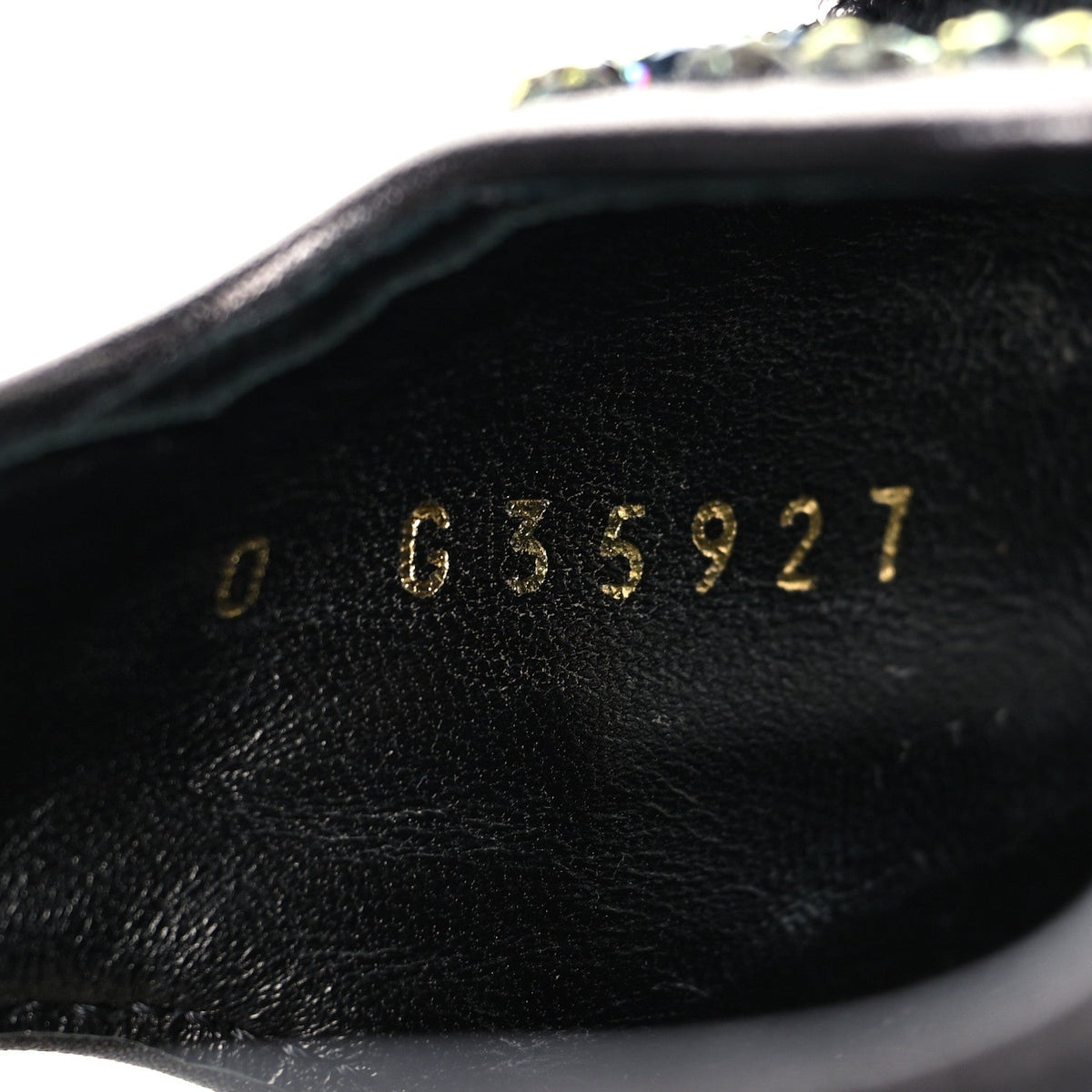 Grained Calfskin Crystal Velcro Dad Sandals 36.5 Black Multicolor