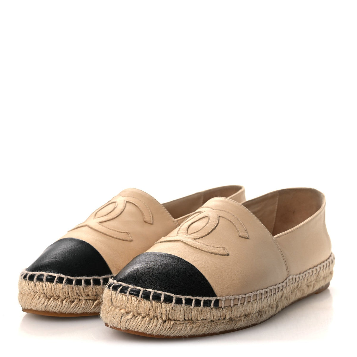 Lambskin CC Espadrilles 40 Beige Black