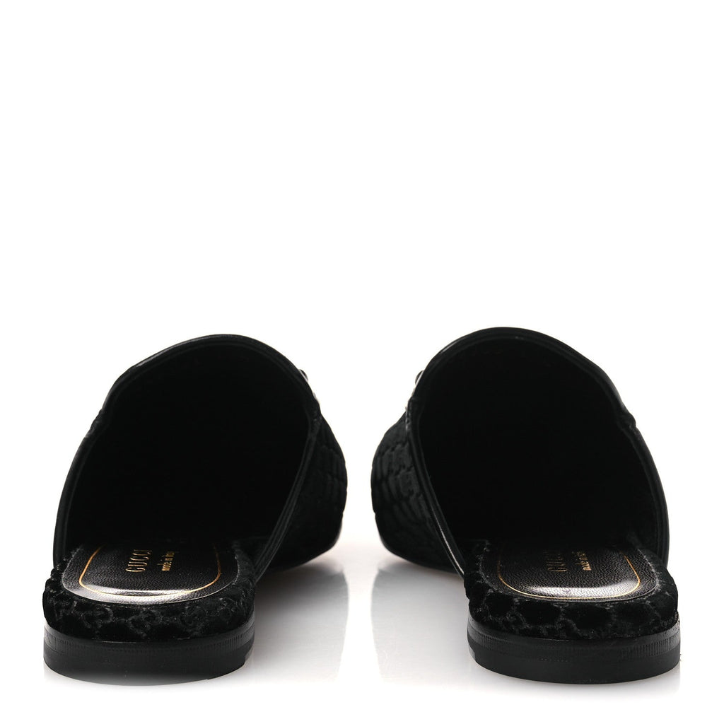 Velvet GG Monogram Womens Princetown Slippers 37.5 Black