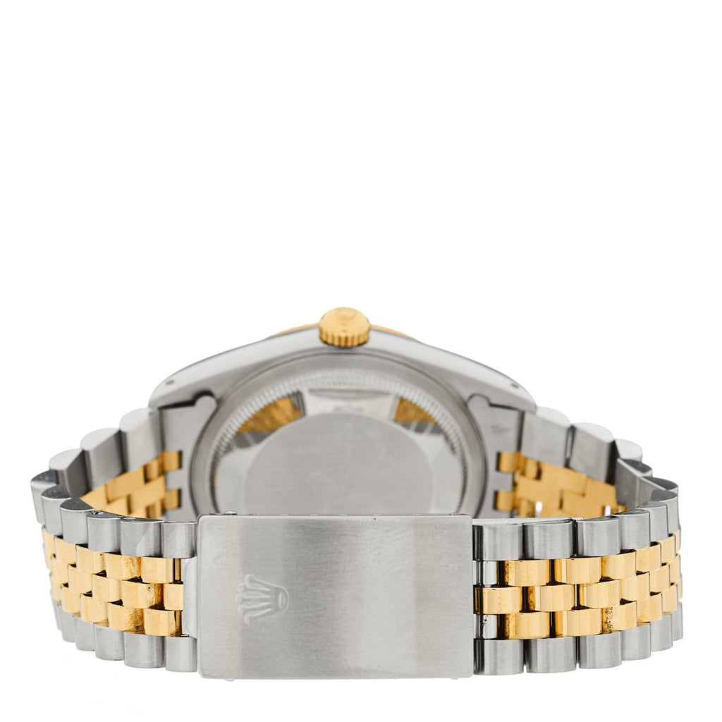 Stainless Steel 18K Yellow Gold Diamond 36mm Oyster Perpetual Datejust Watch Black 16233