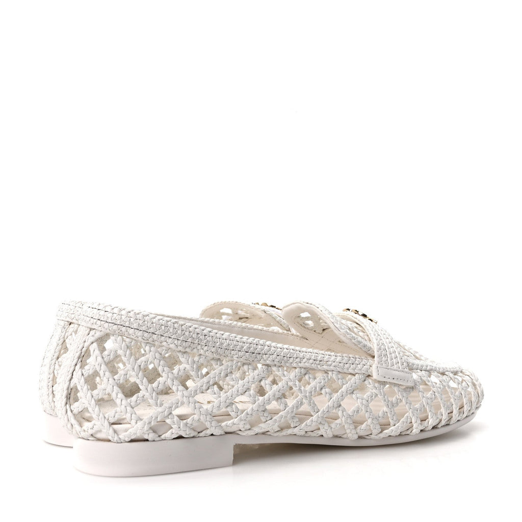 Braided Lambskin CC Mocassin Loafers 41 White 37 White