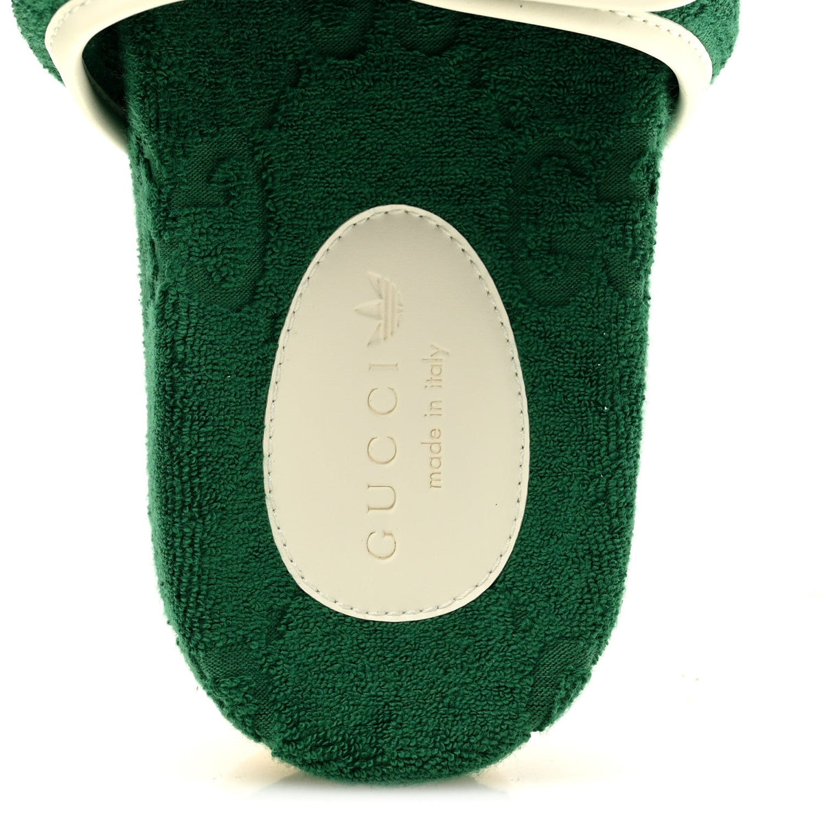 X ADIDAS Terry Cloth Trefoil GG Monogram Womens Platform Sandals 36 Green Off White