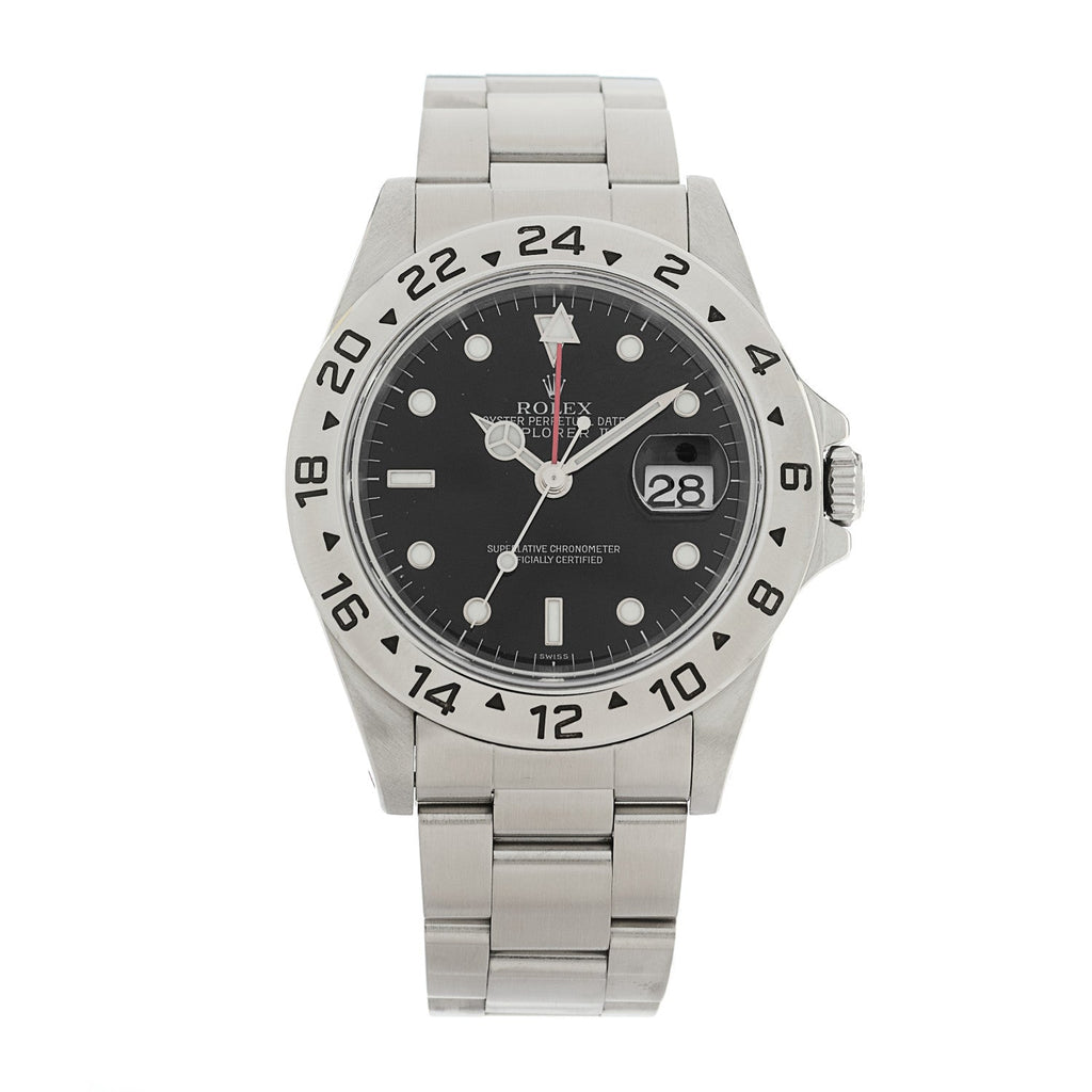 Stainless Steel 40mm Oyster Perpetual Date Explorer II Watch Black 16570