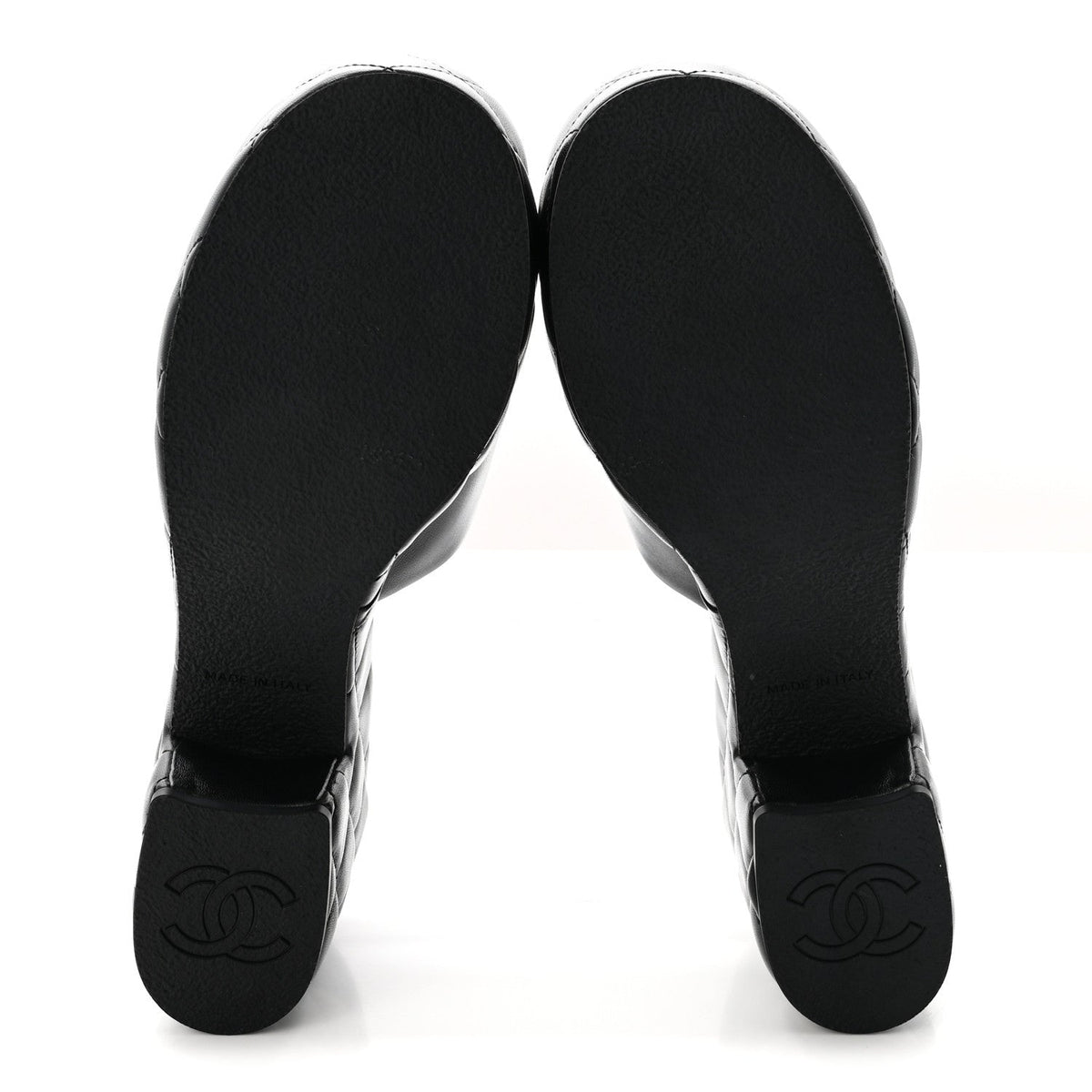 Lambskin Quilted CC Platform Mules 40 Black