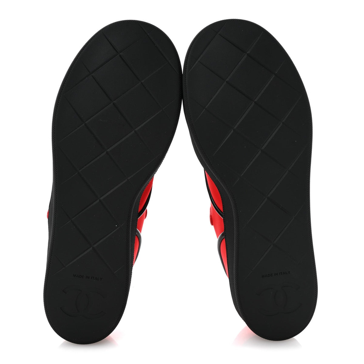 Mixed Fibers Rubber Cap Toe CC Coco Beach Mary Jane Sneakers 36.5 Red Black