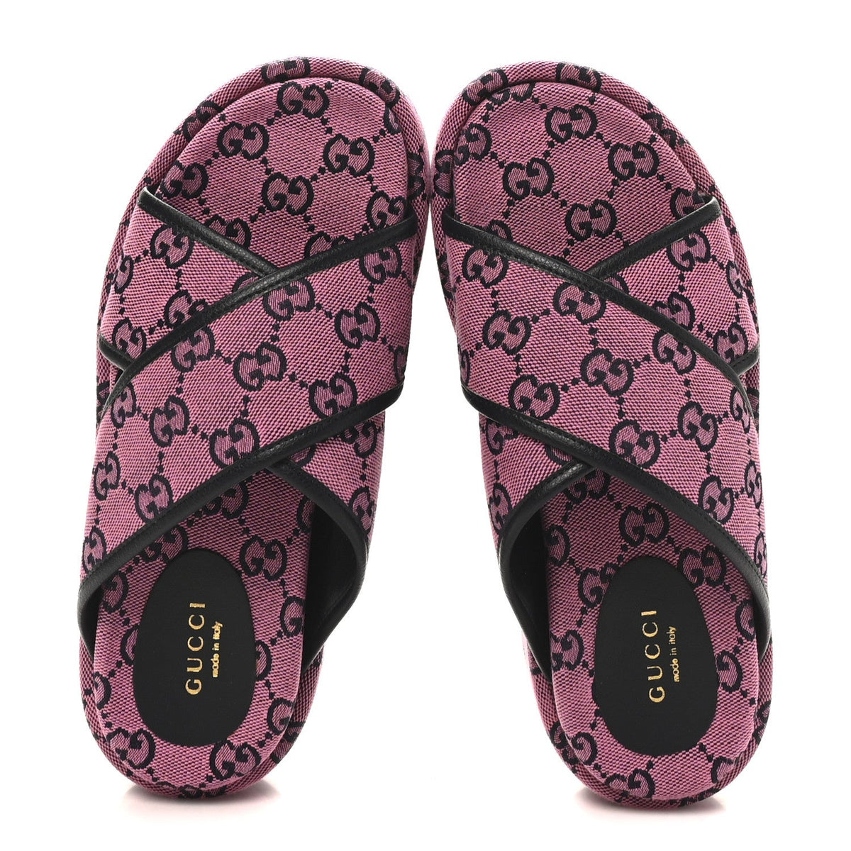 Monogram Multicolor Criss Cross Platform Slide Sandals 36.5 Pink Blue