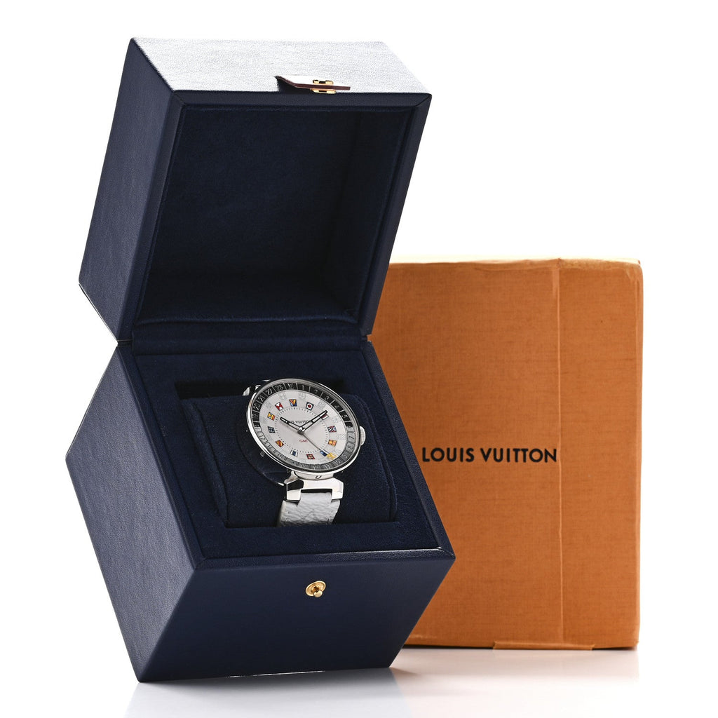 Stainless Steel Rubber 44mm Tambour Moon Dual Time GMT Quartz Watch Silver