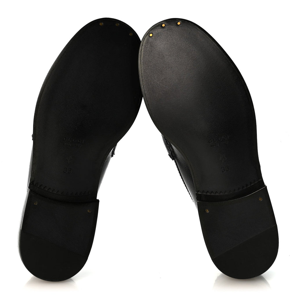 Goatskin Womens Logo 15mm Loafers 35 Black