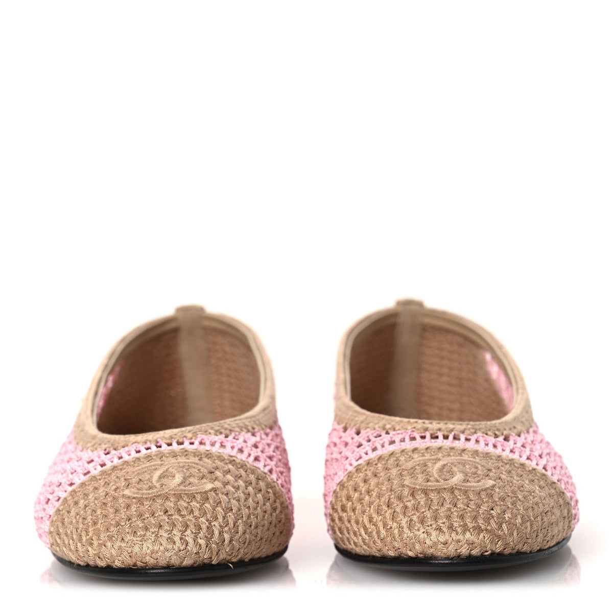 Raffia Cap Toe Ballerina Flats 40 Pink Beige
