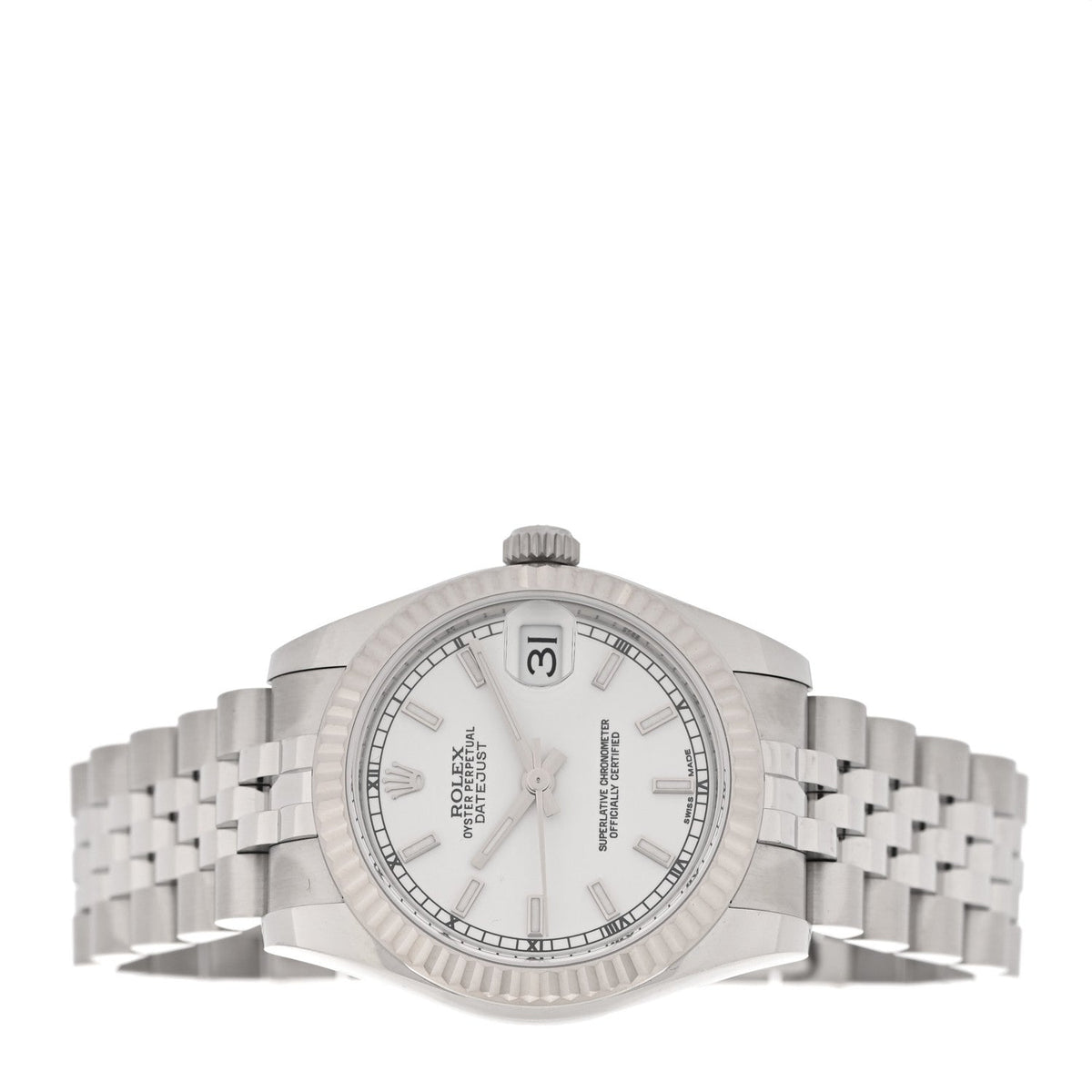 Stainless Steel 18K White Gold Diamond 31mm Oyster Perpetual Datejust Watch Silver 178274