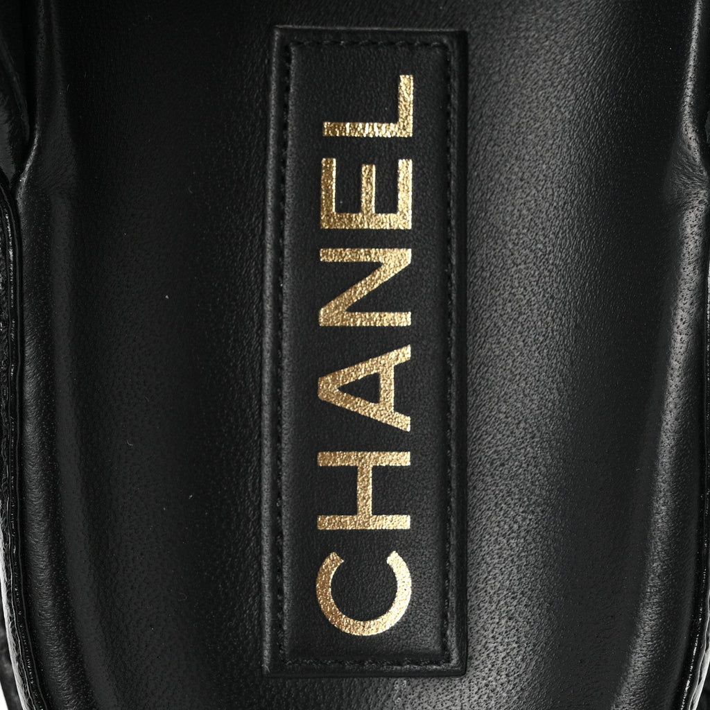 Lambskin Quilted Velcro Dad Chain CC Slide Sandals 39.5 Black