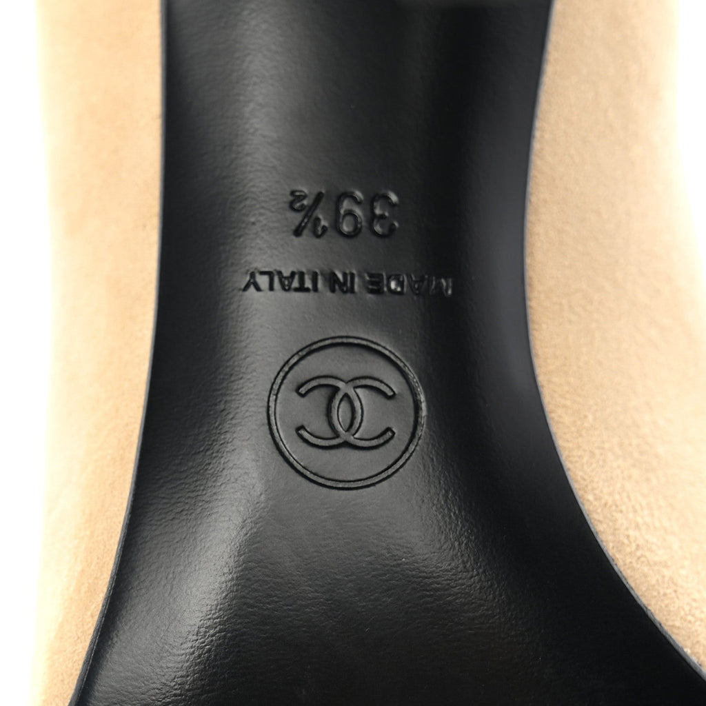 Suede Patent Calfskin Pumps 39.5 Beige Black