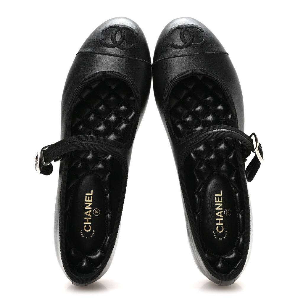 Lambskin Mary Jane Flats 40 Black