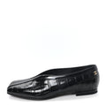 Crocodile Embossed Patent Calfskin Ballet Flats 36.5 Black