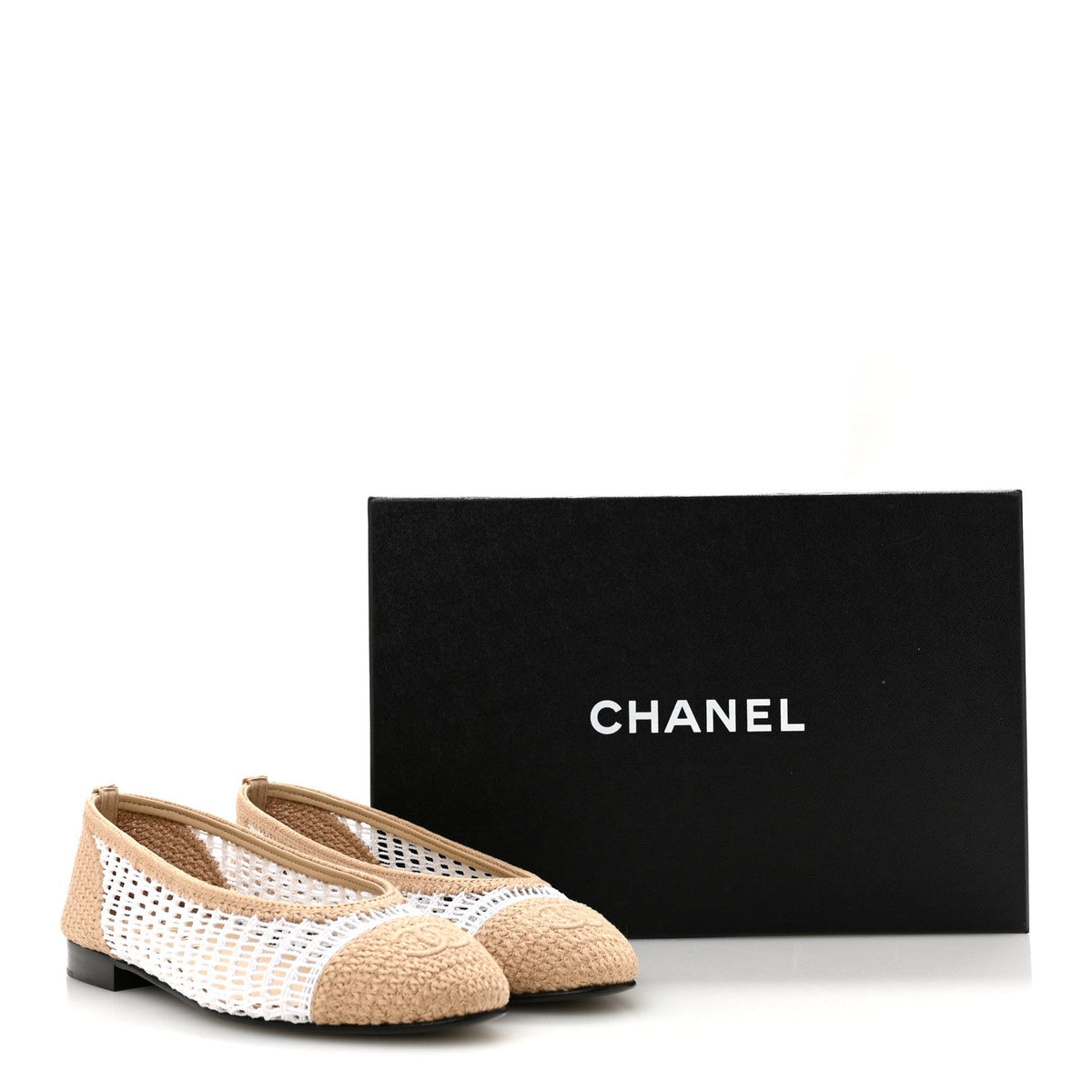Raffia Cap Toe Ballerina Flats 38 White Beige