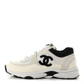 Mesh Suede Grained Calfskin Womens CC Sneakers 39 White Black