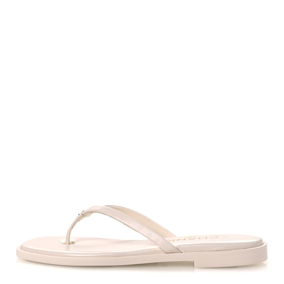 Goatskin CC Times Square Thong Sandals 35.5 White