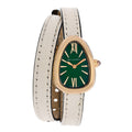 18K Rose Gold Lizard 20mm Serpenti Double Wrap Quartz Watch Green