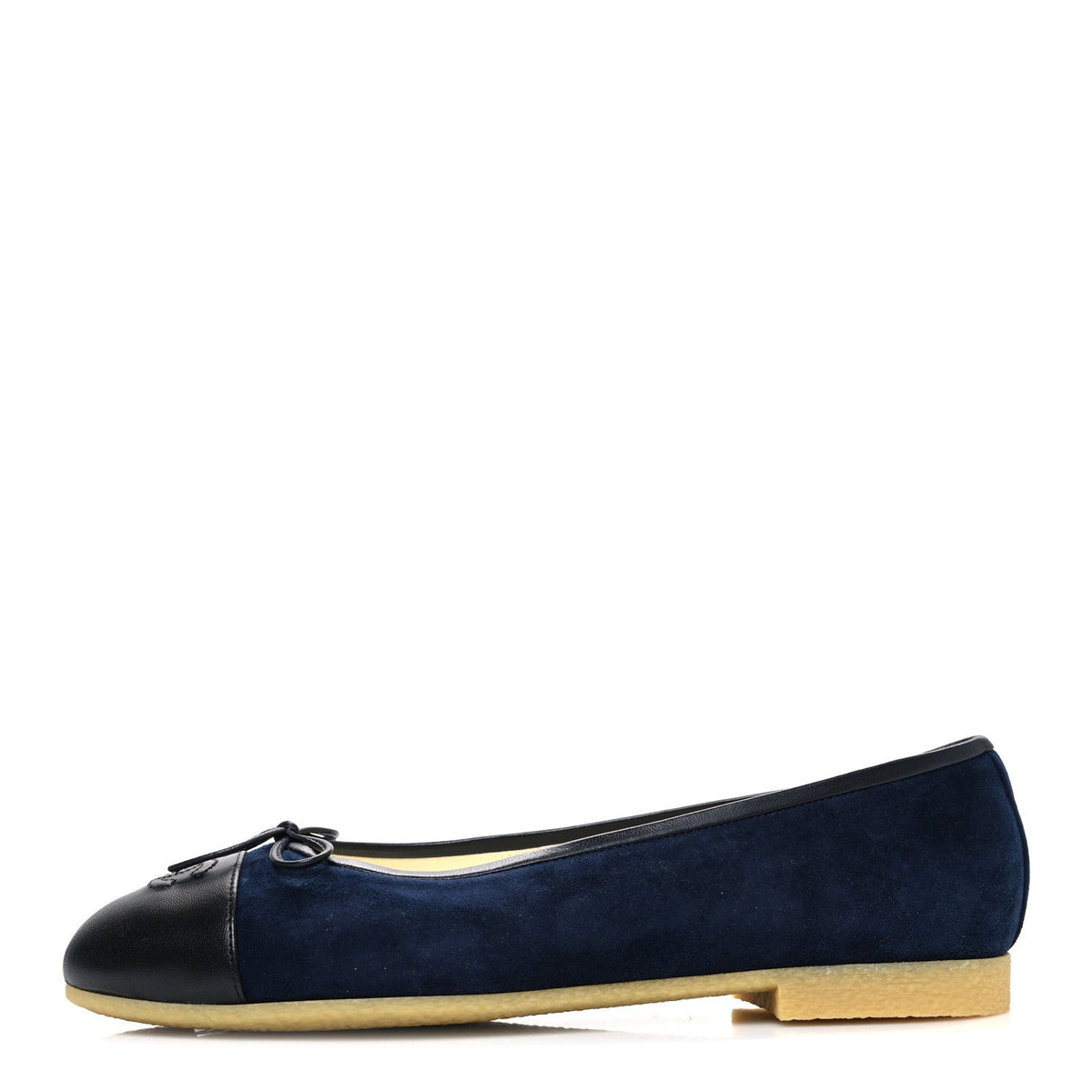 Suede Calfskin Cap Toe CC Ballerina Flats 40 Navy Black