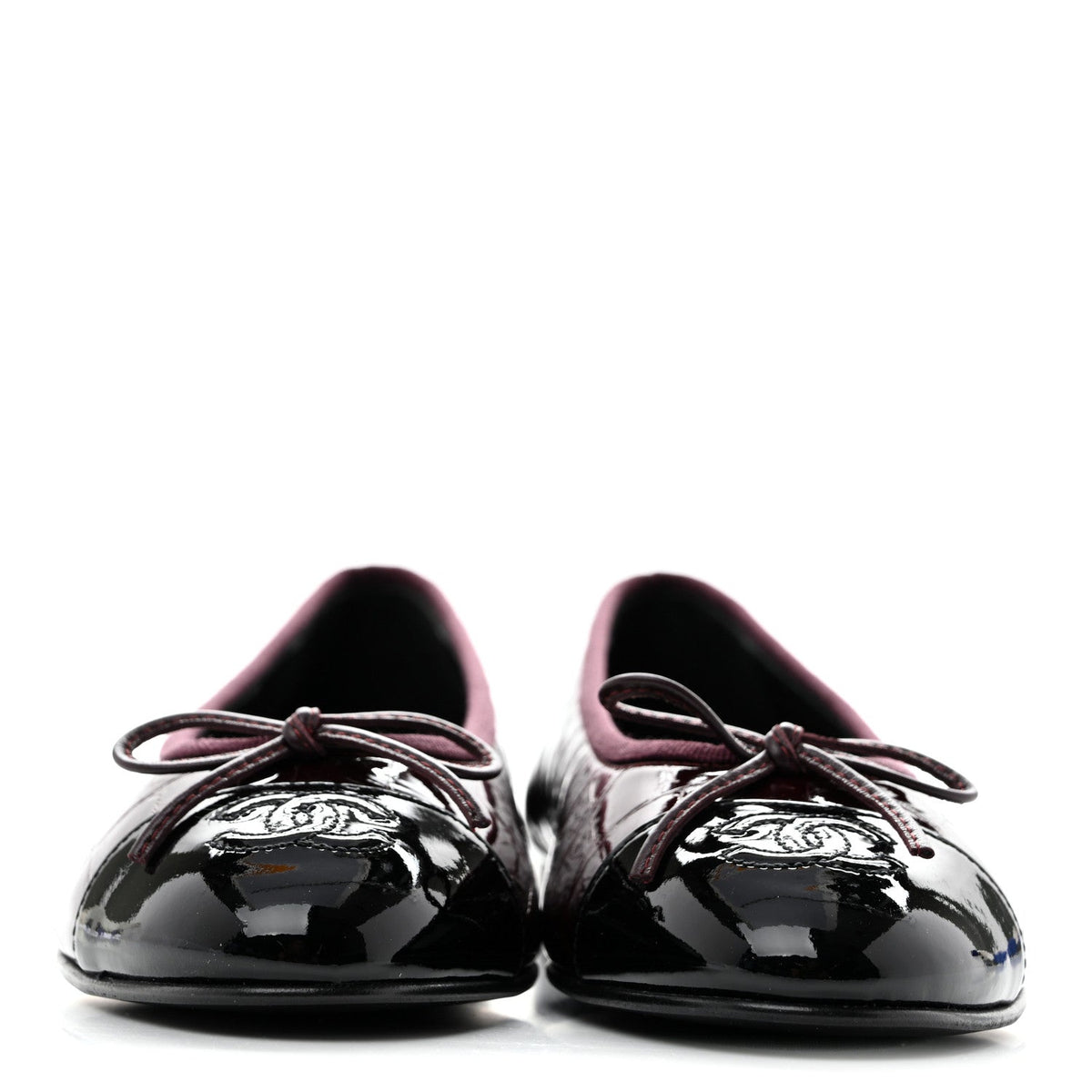 Patent Calfskin Crocodile Embossed Ballerina Flats 37 Dark Burgundy Black