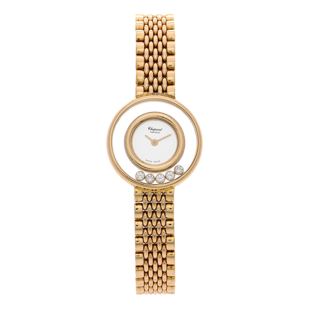 18K Yellow Gold 5 Diamond 22mm Happy Diamonds Quartz Watch