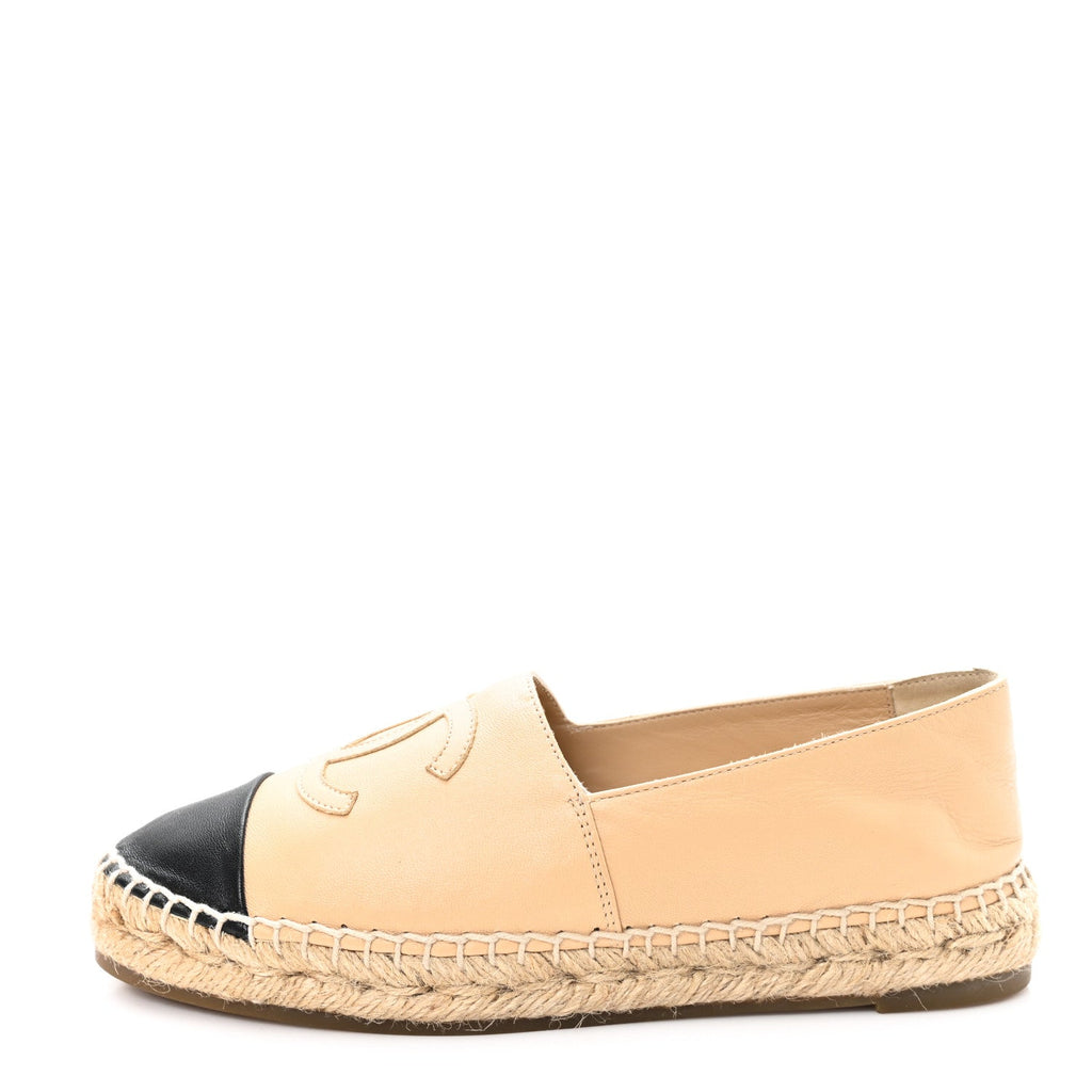 Lambskin CC Espadrilles 36 Beige Black
