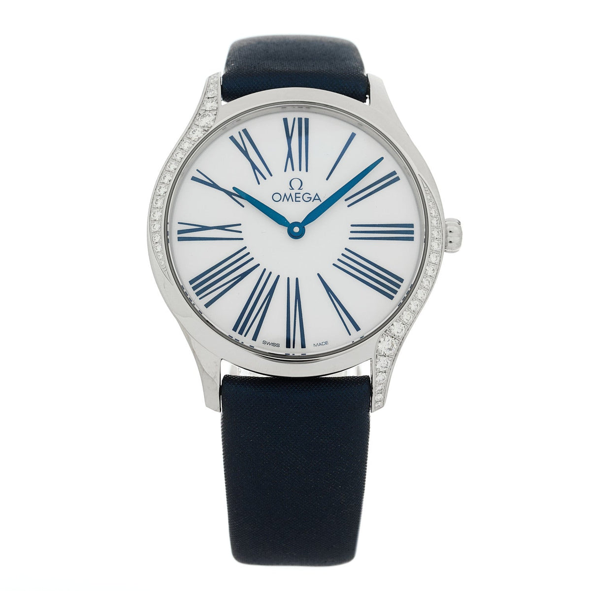 Stainless Steel Satin Diamond Bezel 36mm De Ville Tresor Quartz Watch White 428.17.36.60.04.001